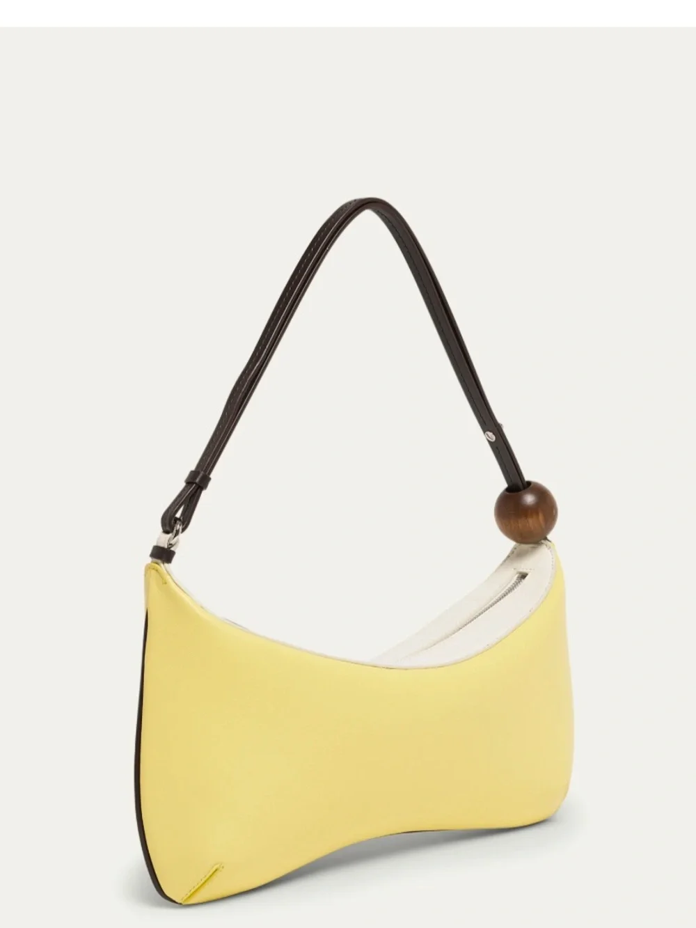 Authentic JACQUEMUS Le Grand Bisou Perle Leather Shoulder Bag Yellow - Picture 4 of 5
